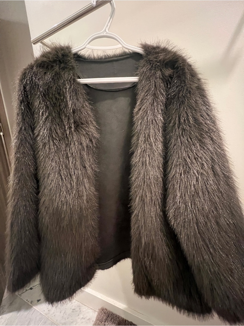 Women's Faux Fur Coat - Dark Brwon
